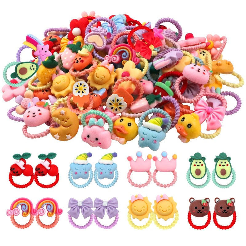 WillingTee 80Pcs Baby Hair Ties for Girls,Cute Small Hair Ties for Thin Hair,40 Pairs Ponytail Holders Elastic Hair Rubber Bands Hair Accessories for baby girls infant toddler kids - Image 1